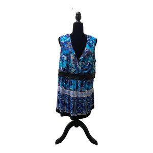 Venezia Women's Sleeveless Blue Top with Half Belt, Size 22/24, Pre-owned